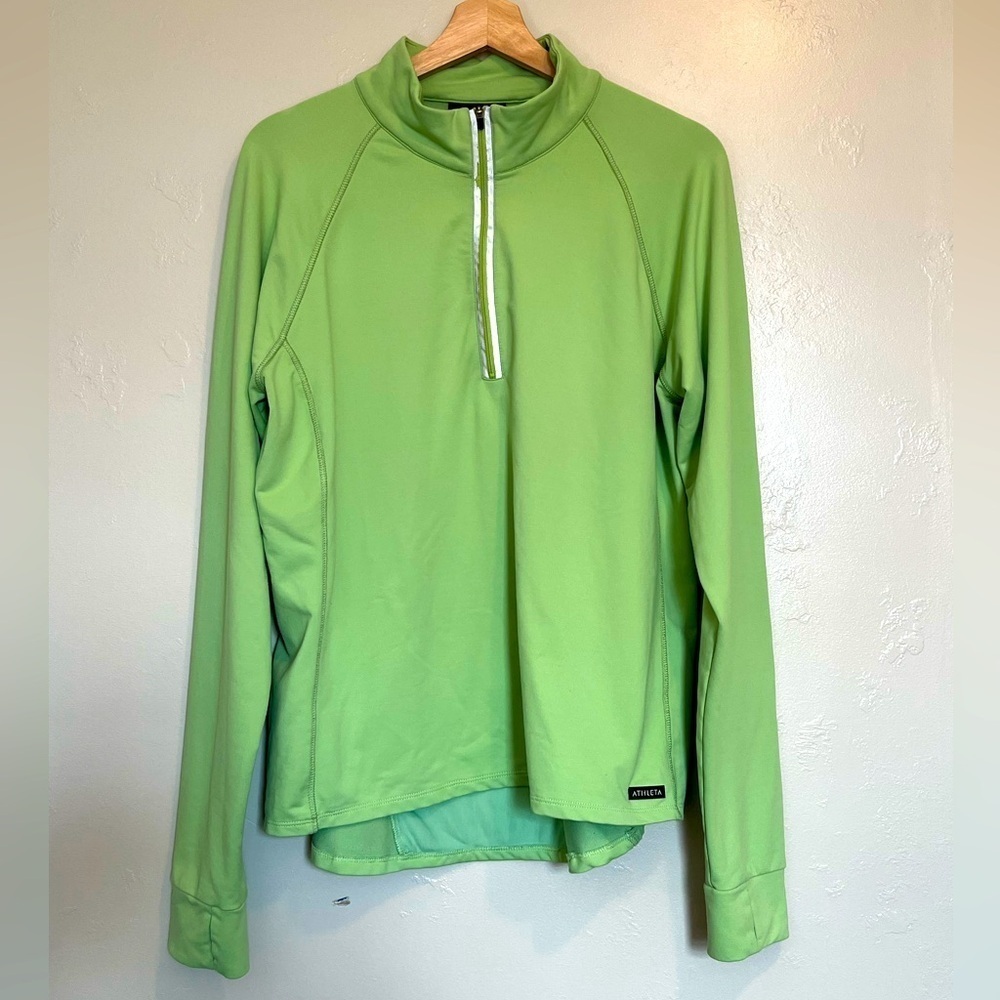 Athleta Green Plush Quarter Zip Performance Top